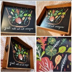 Handpainted vtg wood frame Tray mod Salad one of a kind Upcycled